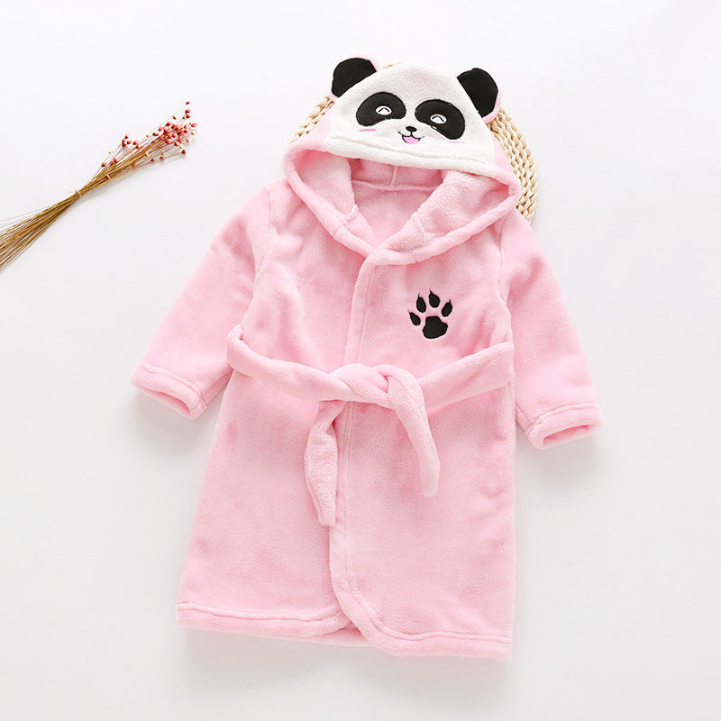 Kids' Cozy Flannel Lace Hooded Bathrobe