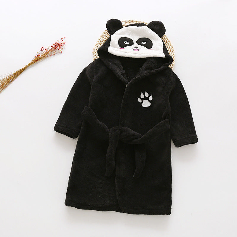 Kids' Cozy Flannel Lace Hooded Bathrobe