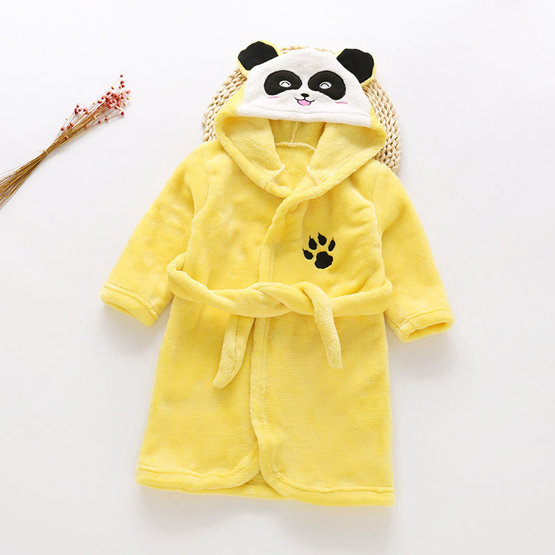 Kids' Cozy Flannel Lace Hooded Bathrobe