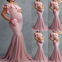 Elegant Maternity Lace Long Dress