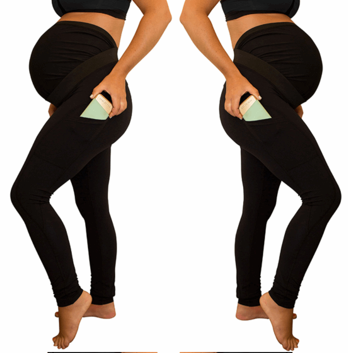 High Waist Maternity Pants with Side Pocket