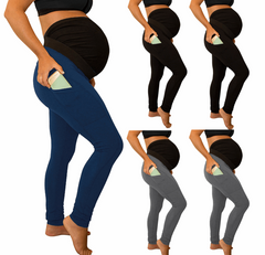 High Waist Maternity Pants with Side Pocket