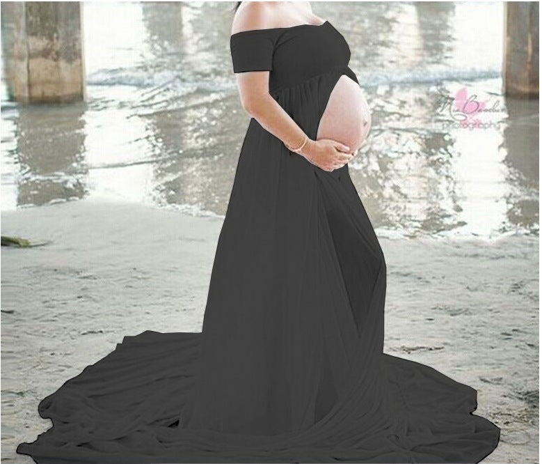 Elegant Maternity Gown Split Front Photography Dress