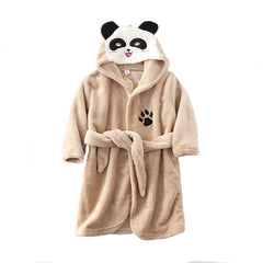 Kids' Cozy Flannel Lace Hooded Bathrobe