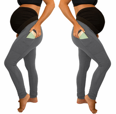 High Waist Maternity Pants with Side Pocket