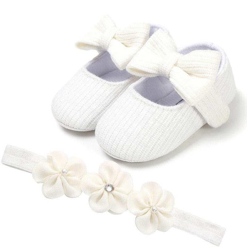 Shoes with Bow-Knot Headband for Toddler Girls