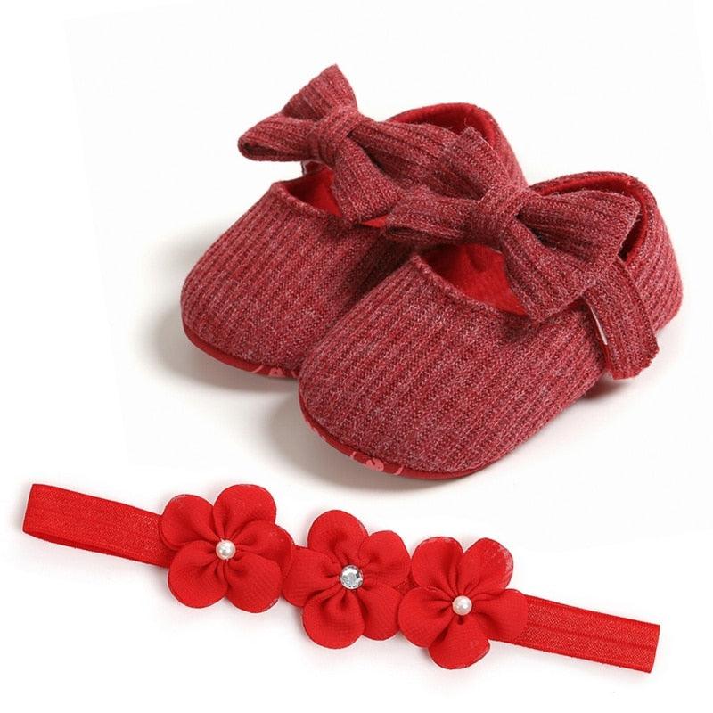 Shoes with Bow-Knot Headband for Toddler Girls