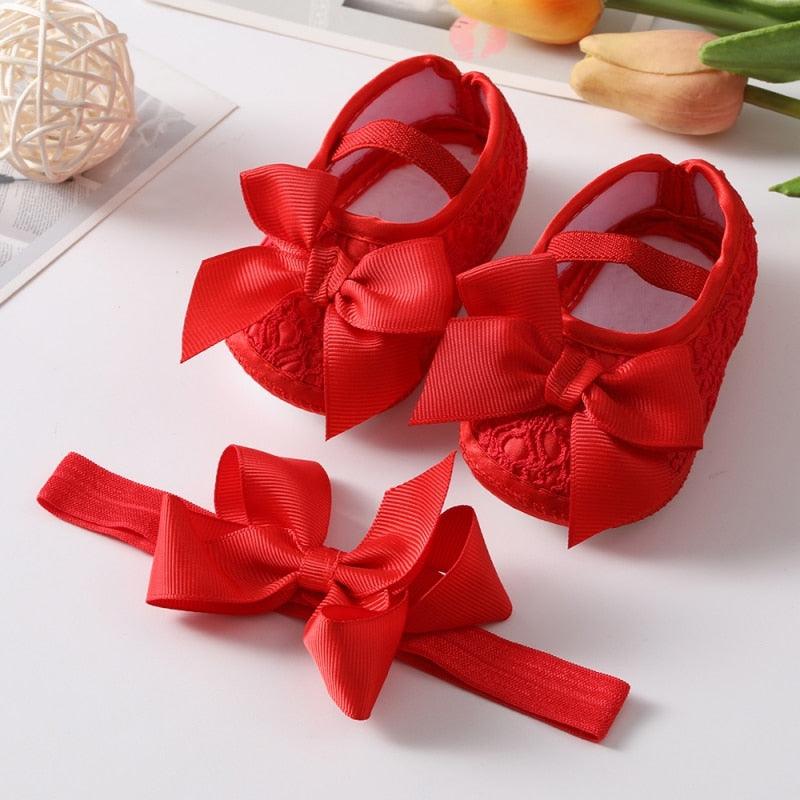 Shoes with Bow-Knot Headband for Toddler Girls