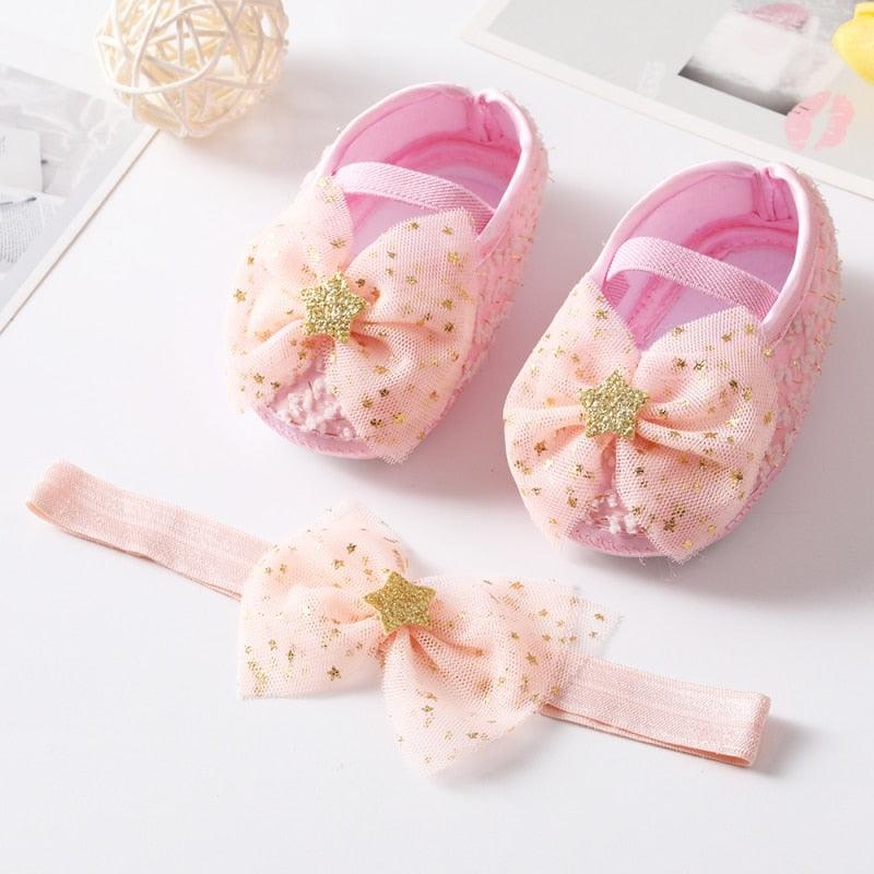 Shoes with Bow-Knot Headband for Toddler Girls