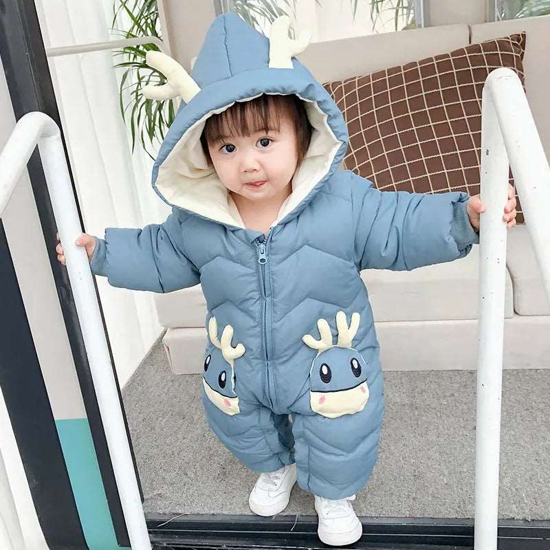 Snugly Bear: Fleece-Lined Hooded Jumpsuit for Babies