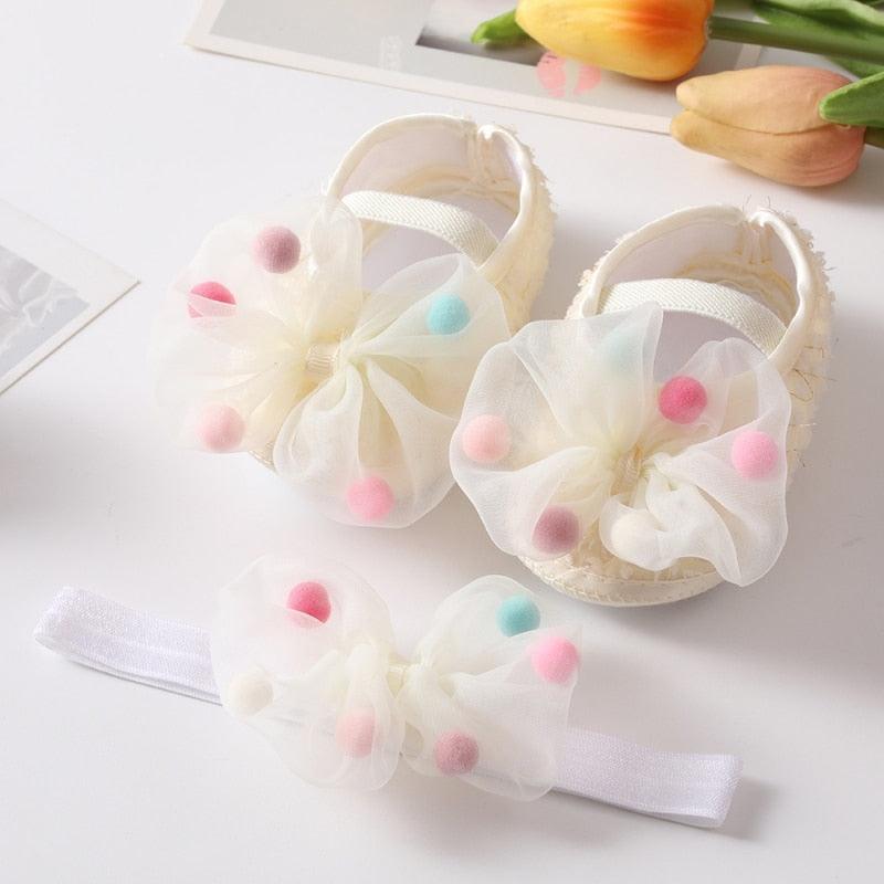 Shoes with Bow-Knot Headband for Toddler Girls