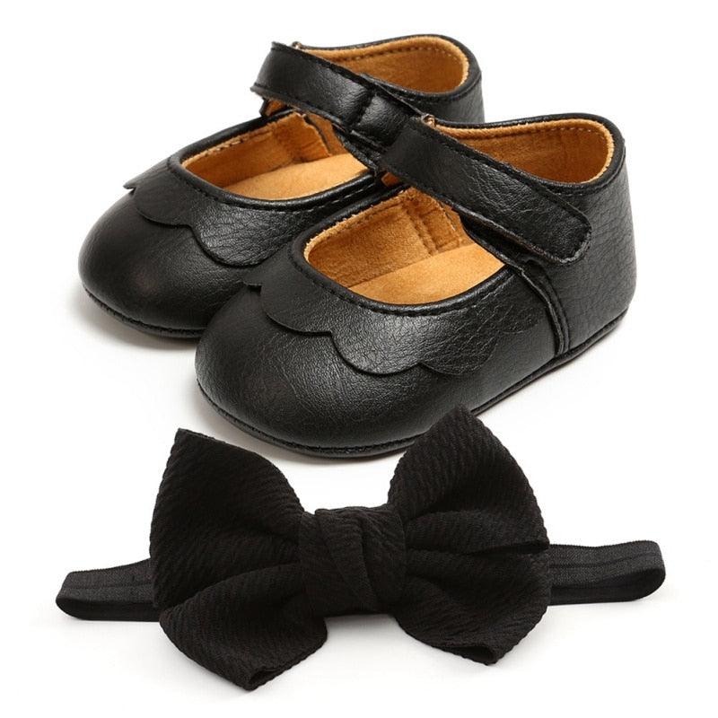 Shoes with Bow-Knot Headband for Toddler Girls