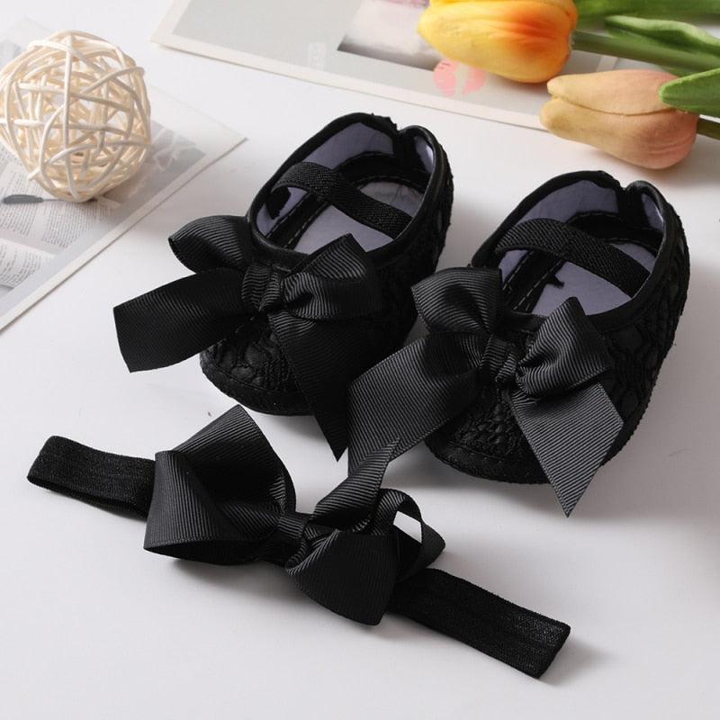 Shoes with Bow-Knot Headband for Toddler Girls