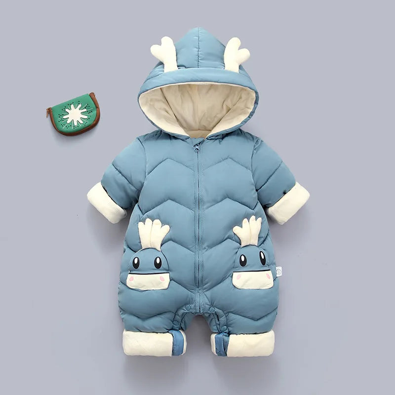 Snugly Bear: Fleece-Lined Hooded Jumpsuit for Babies