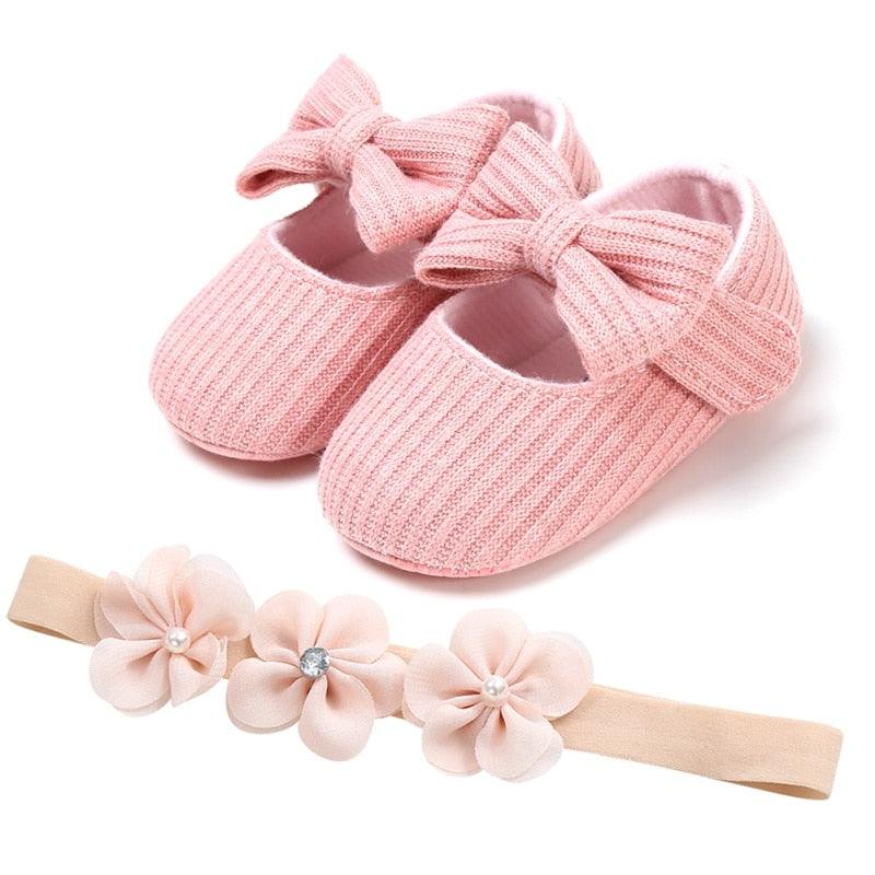 Shoes with Bow-Knot Headband for Toddler Girls