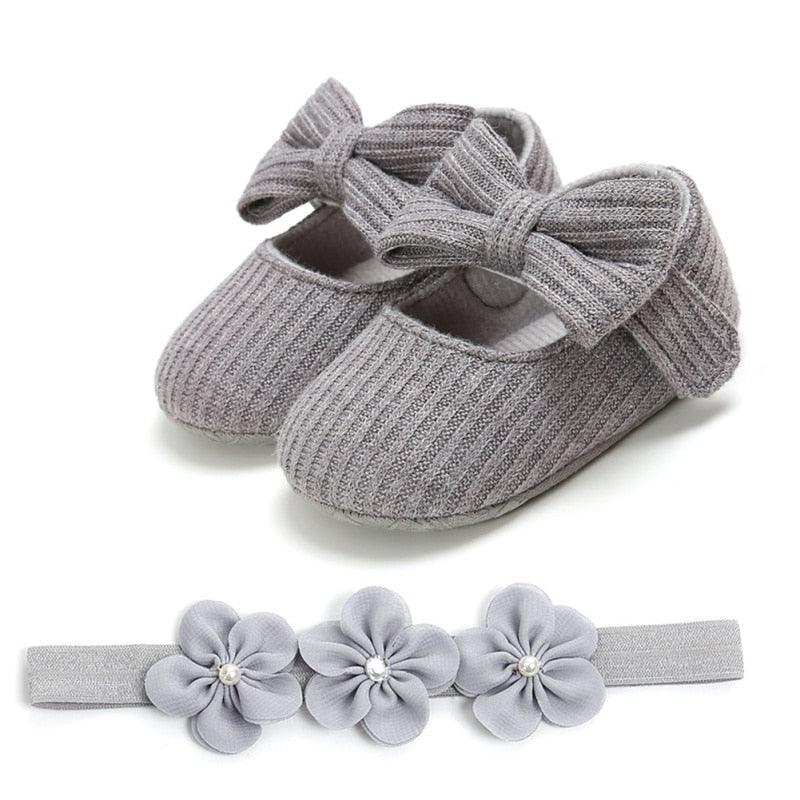 Shoes with Bow-Knot Headband for Toddler Girls