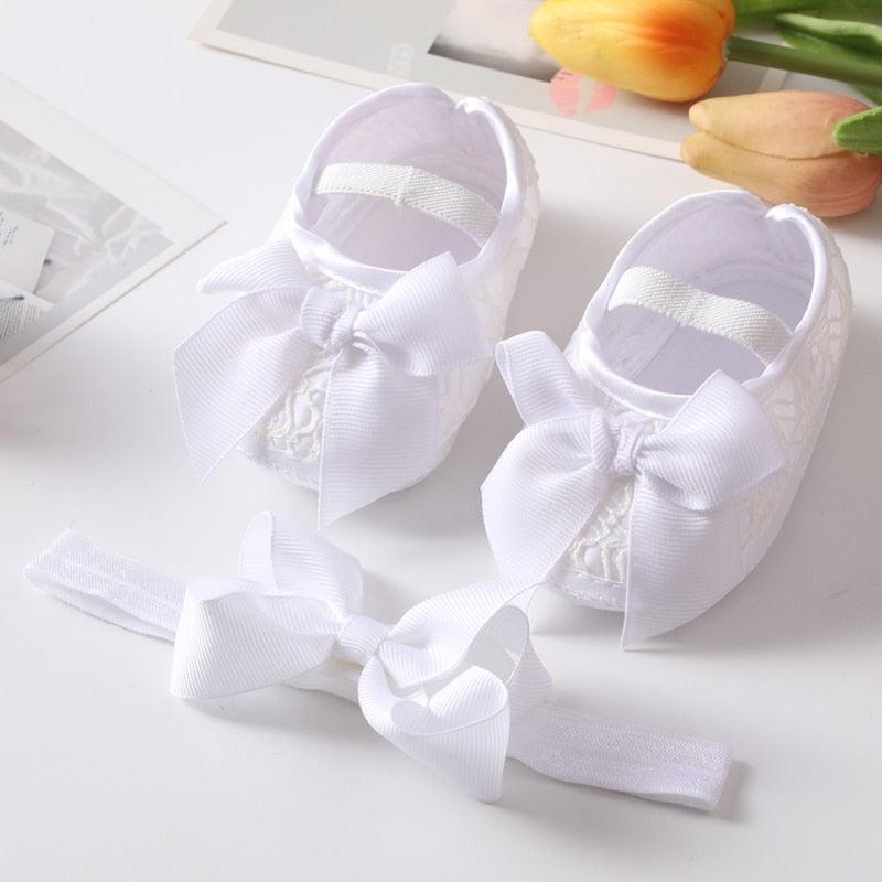 Shoes with Bow-Knot Headband for Toddler Girls