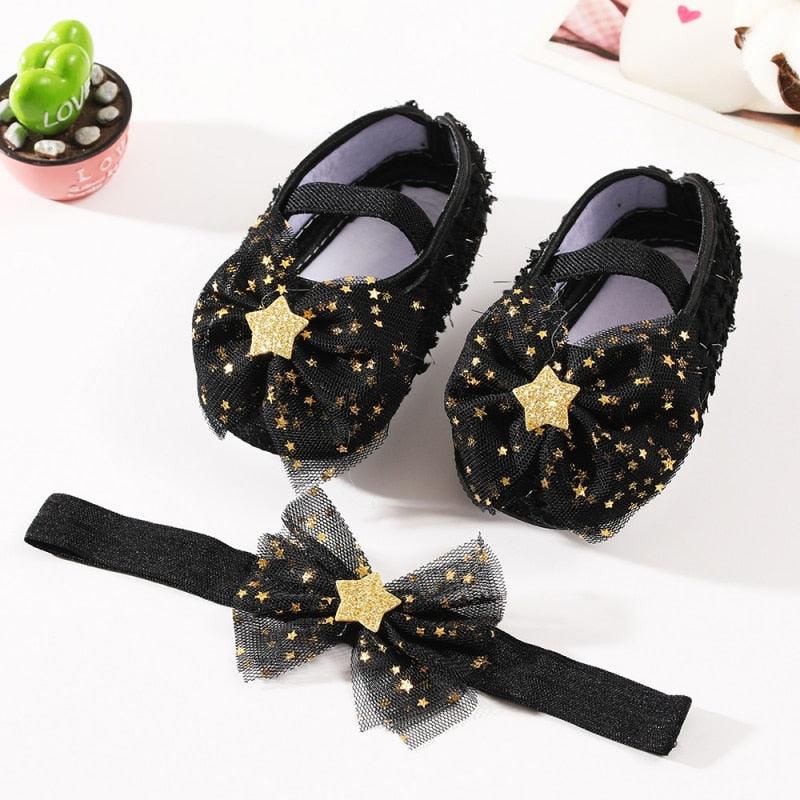 Shoes with Bow-Knot Headband for Toddler Girls