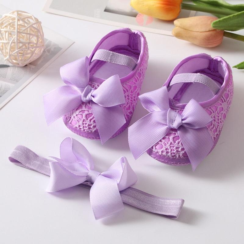 Shoes with Bow-Knot Headband for Toddler Girls