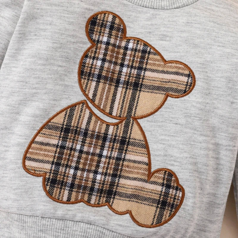 The 2pcs Baby Plaid & Bear Set