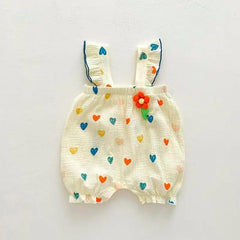 Heart Print Baby Girls Rompers