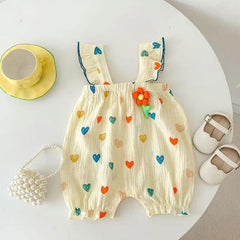 Heart Print Baby Girls Rompers