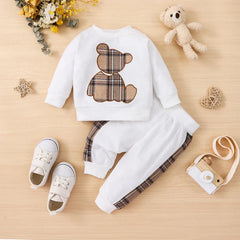 The 2pcs Baby Plaid & Bear Set