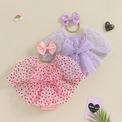 Princess Mesh Baby Girls Romper  Valentine's Day